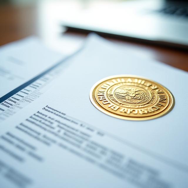 Close up of official government financial documents with a secure seal