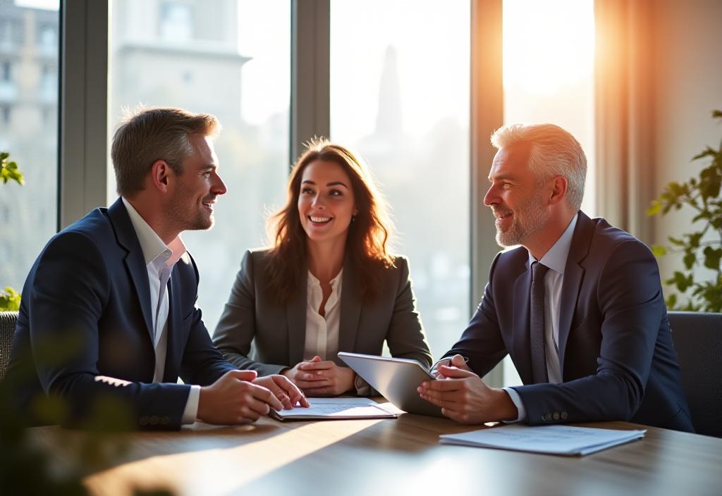 Professional financial planning session in a bright Dublin office